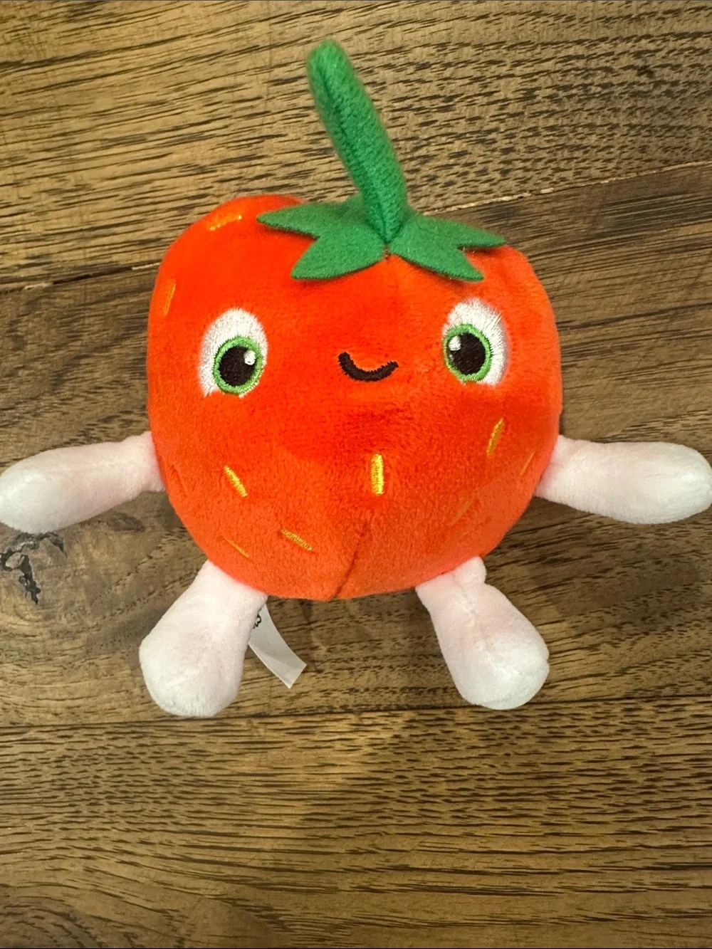 Kids Plush Strawberry Toy - Orange with Green Leaf